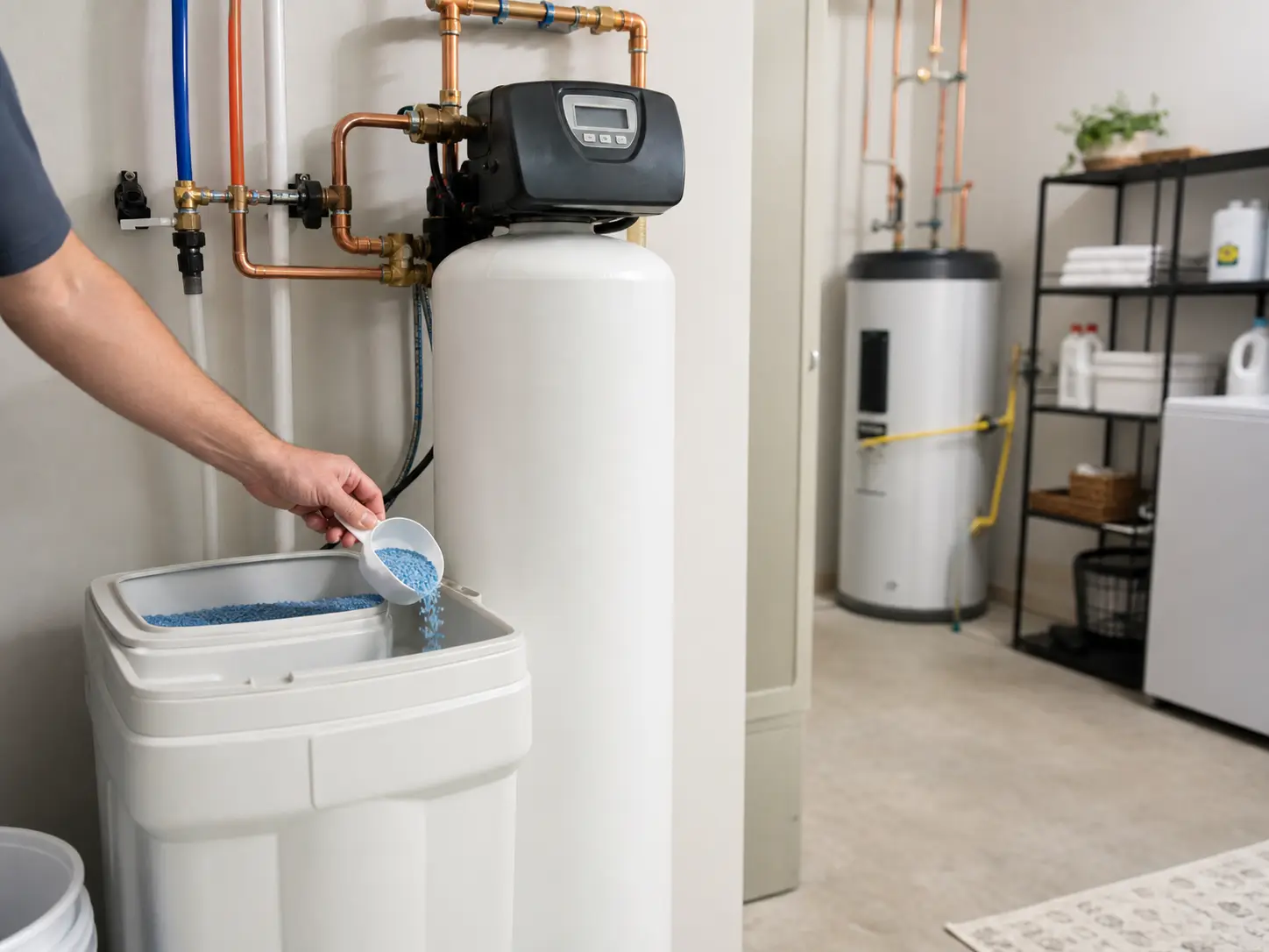 Water softener installed in a Cincinnati-area utility room
